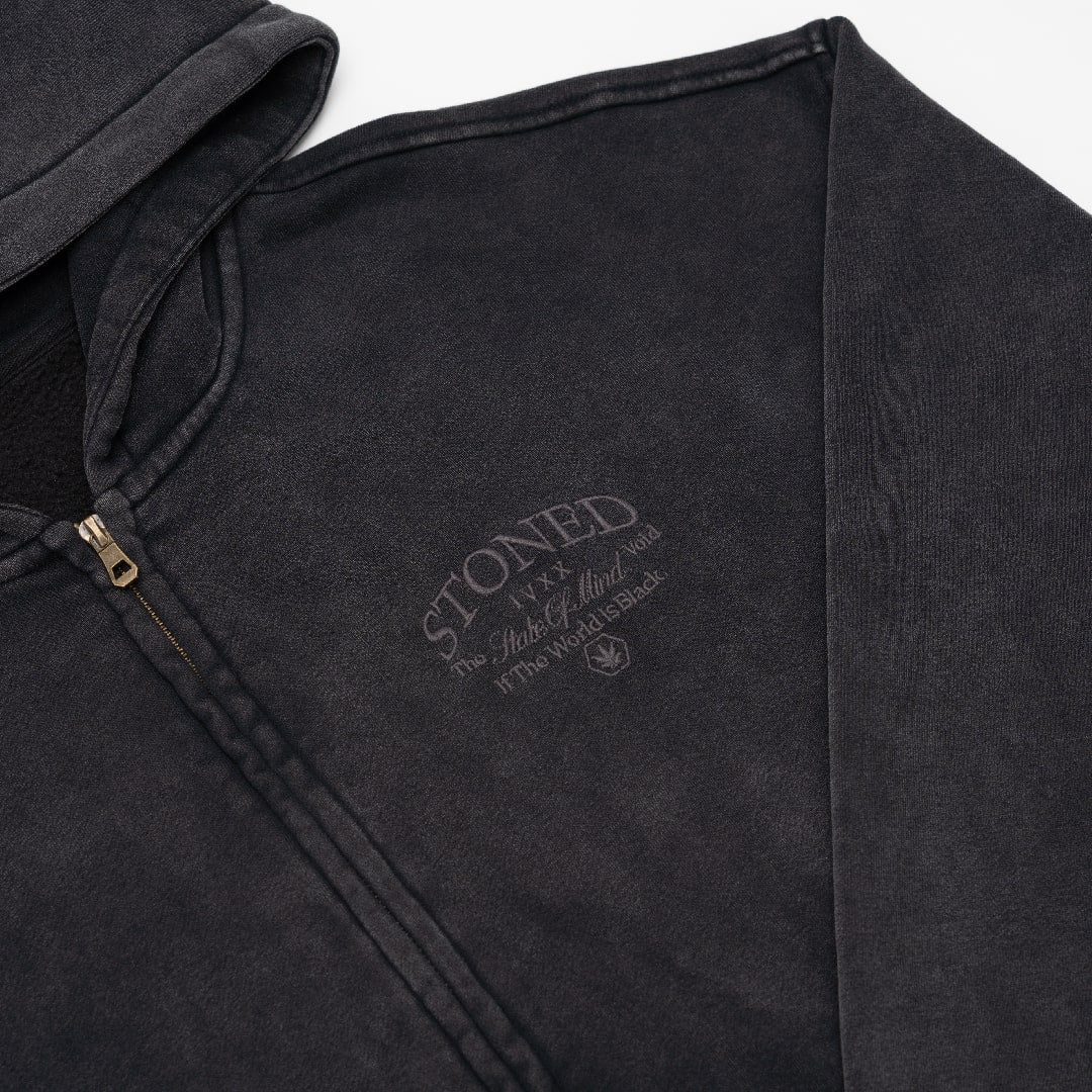STONED VINTAGE WASHED ZIP HOODIE