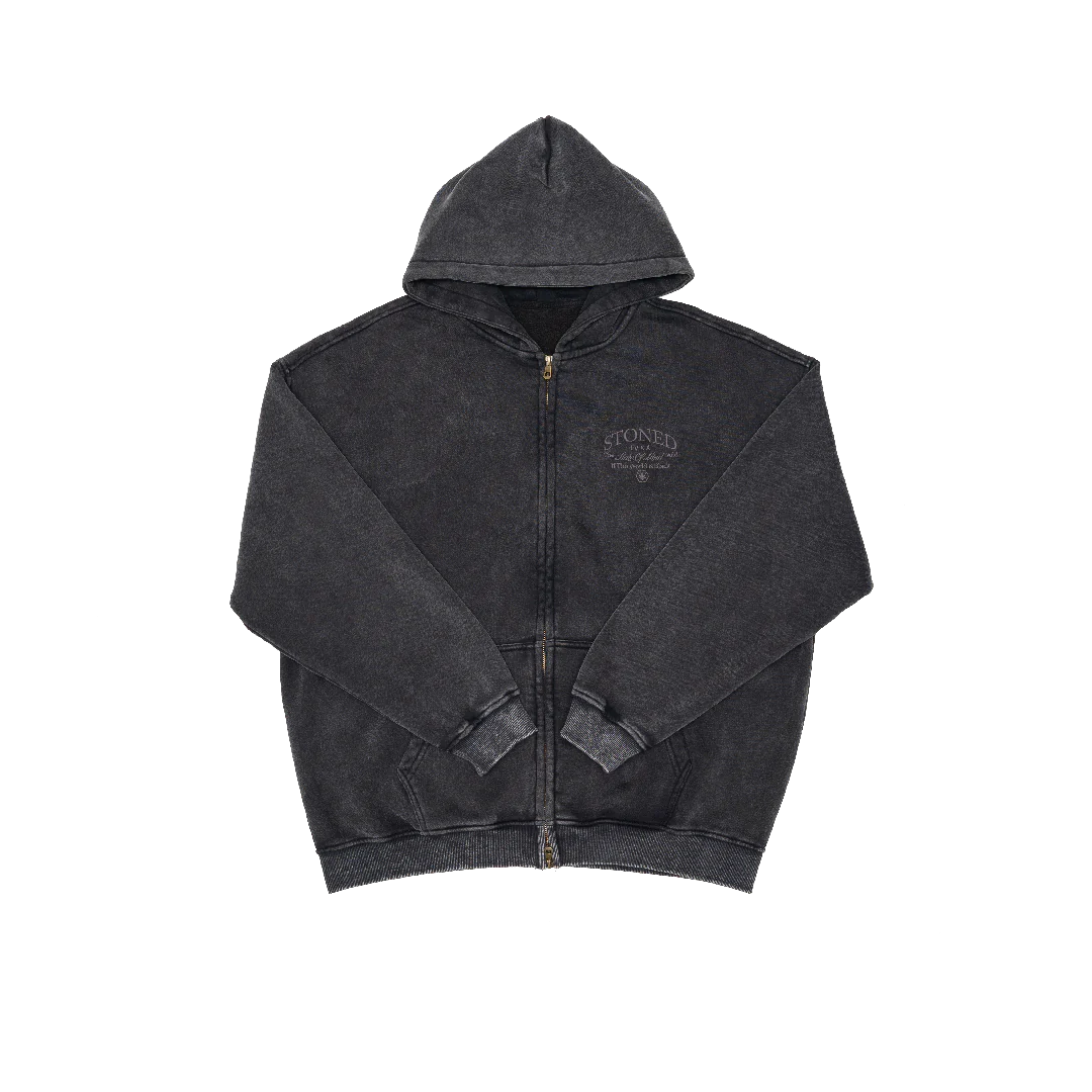STONED VINTAGE WASHED ZIP HOODIE