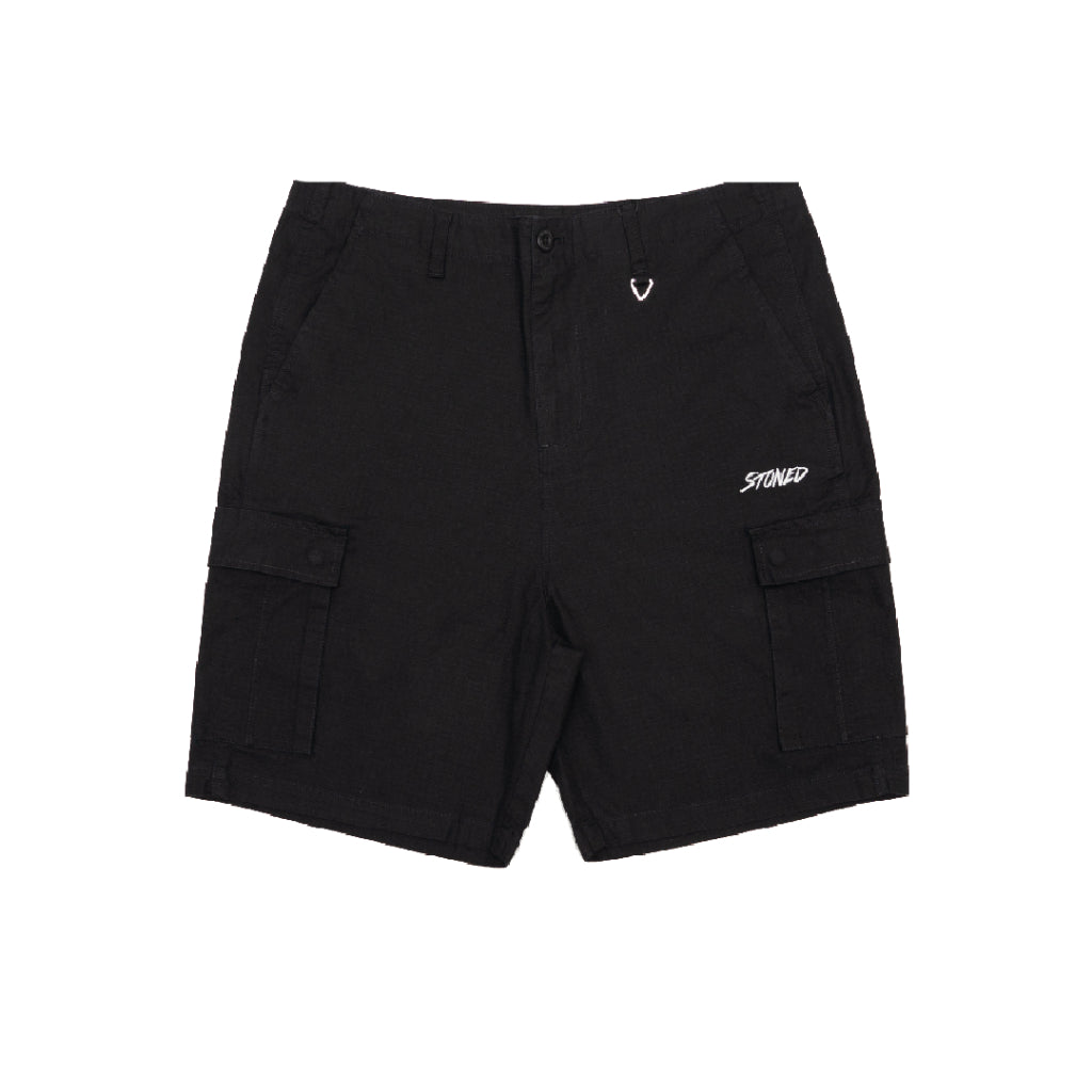 STONED BLESSED25 CARGO SHORT BLACK