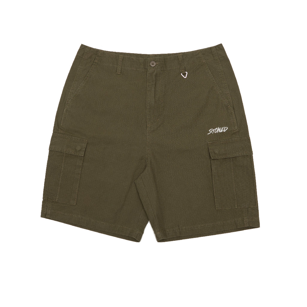 STONED BLESSED25 CARGO SHORTS OLIVE