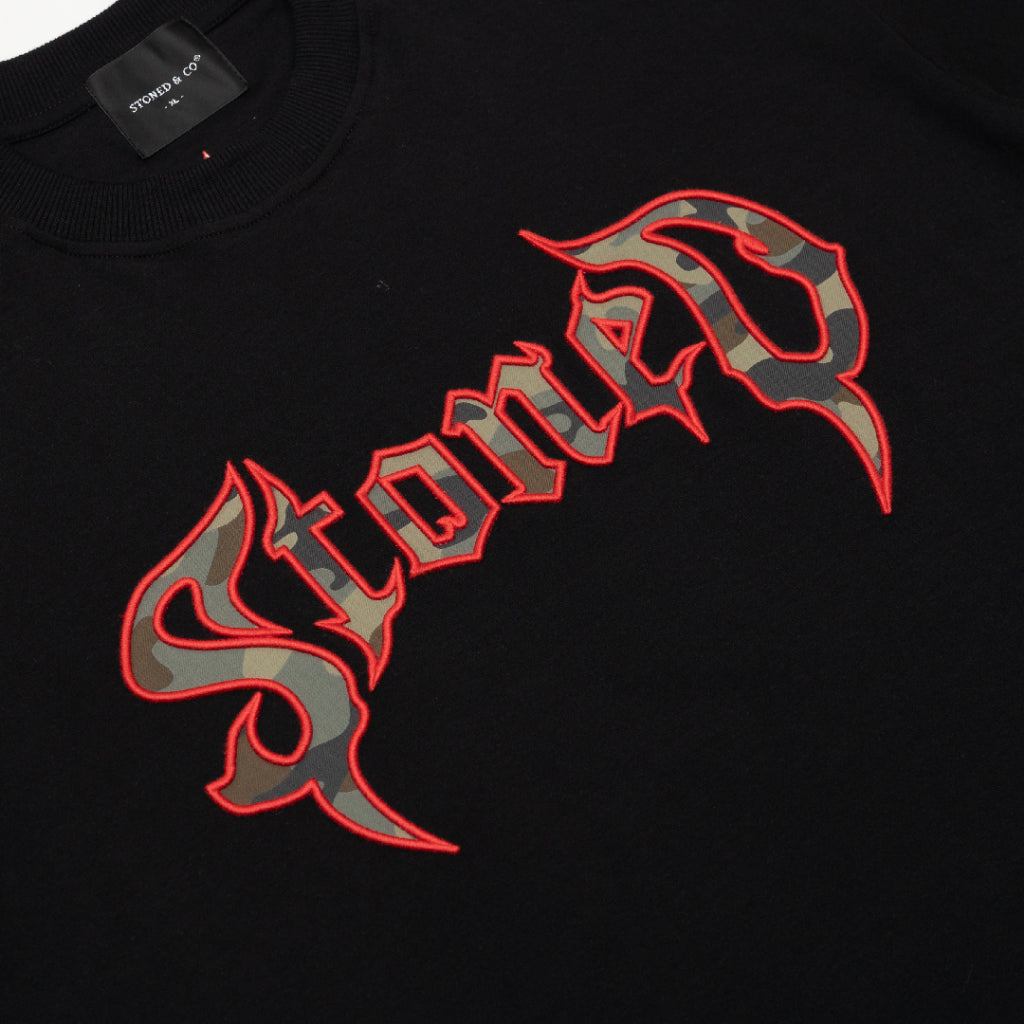 Stoned&Co Blessed25 : Conspiracy Camo Tee Black
