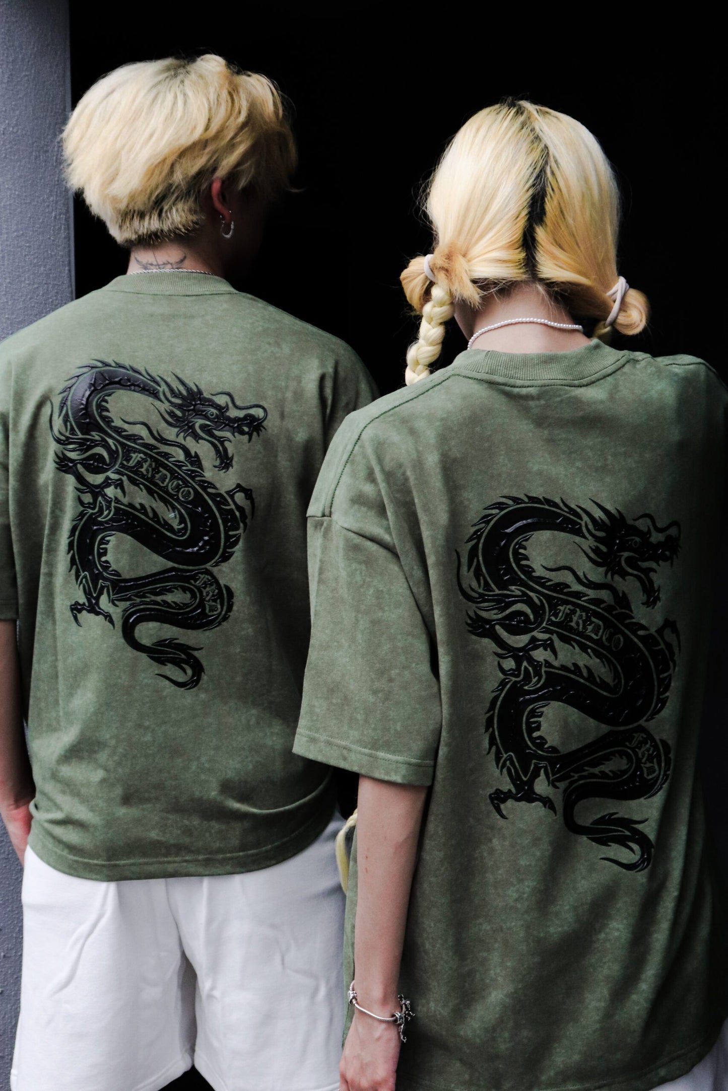 FRDCO : Dark Dragon Stoned Wash Tee Green