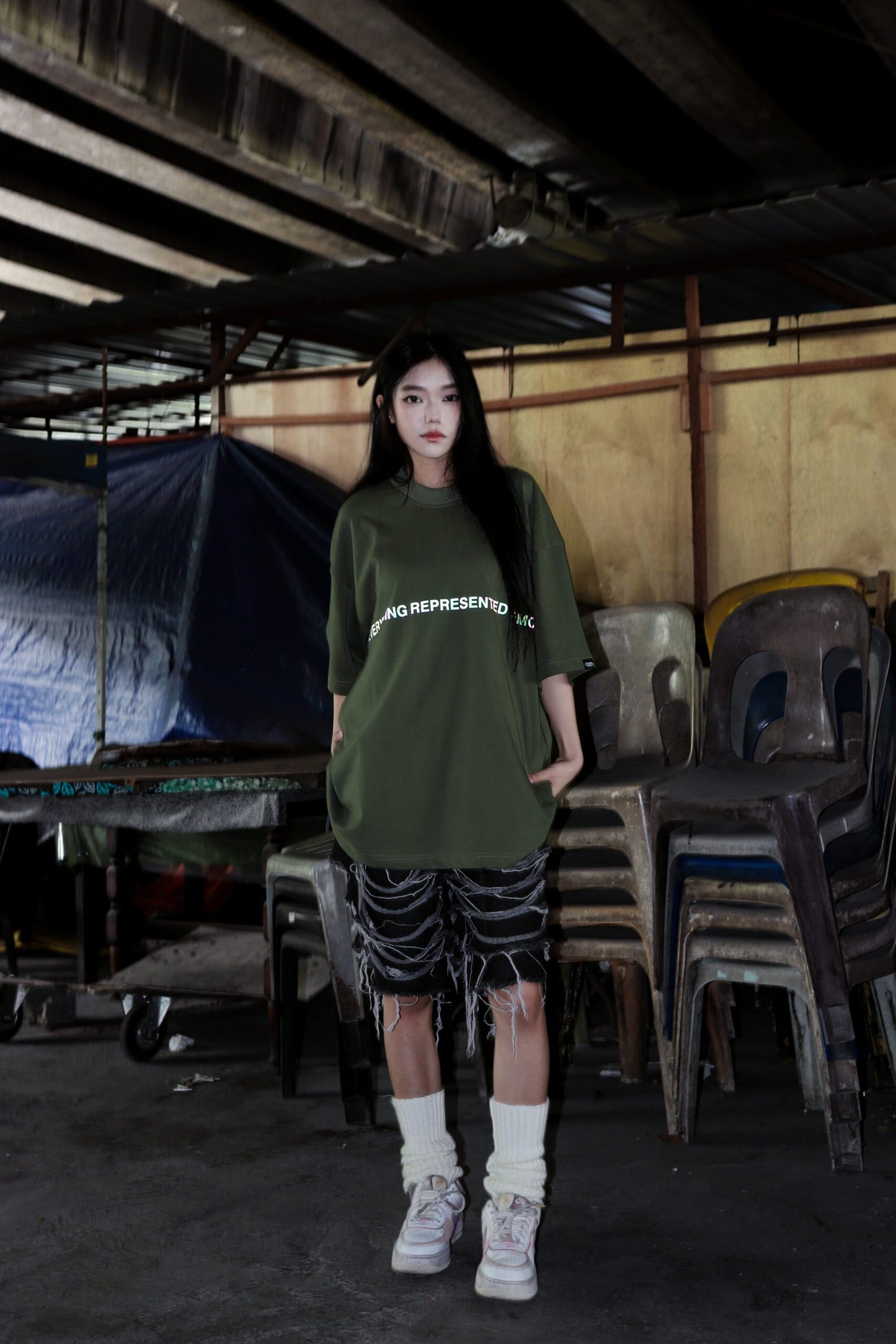 FRDCO : SS25 Rainbow Essential Tee Army