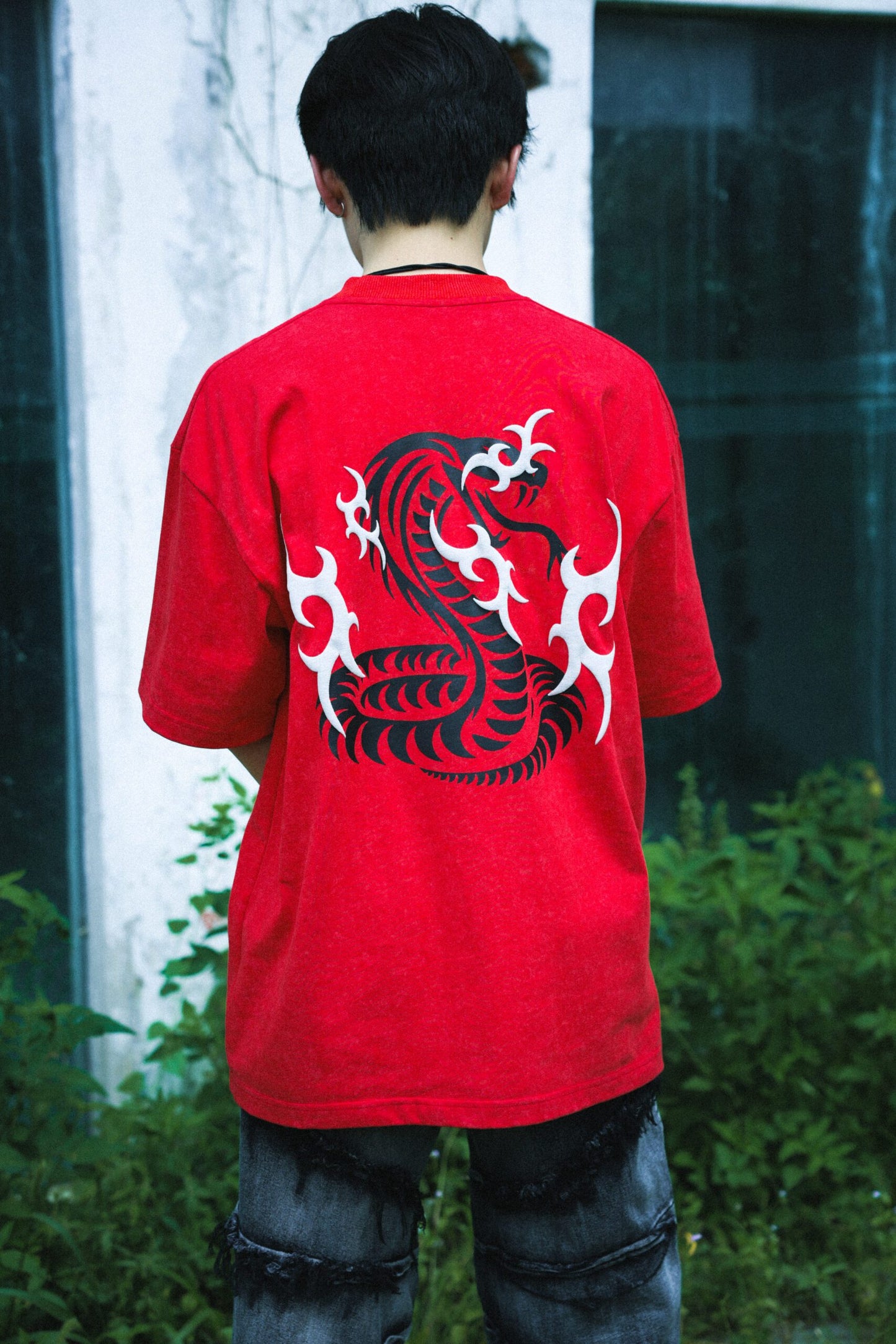 FRDCO : Razer Embossed Snake Washed Tee Red