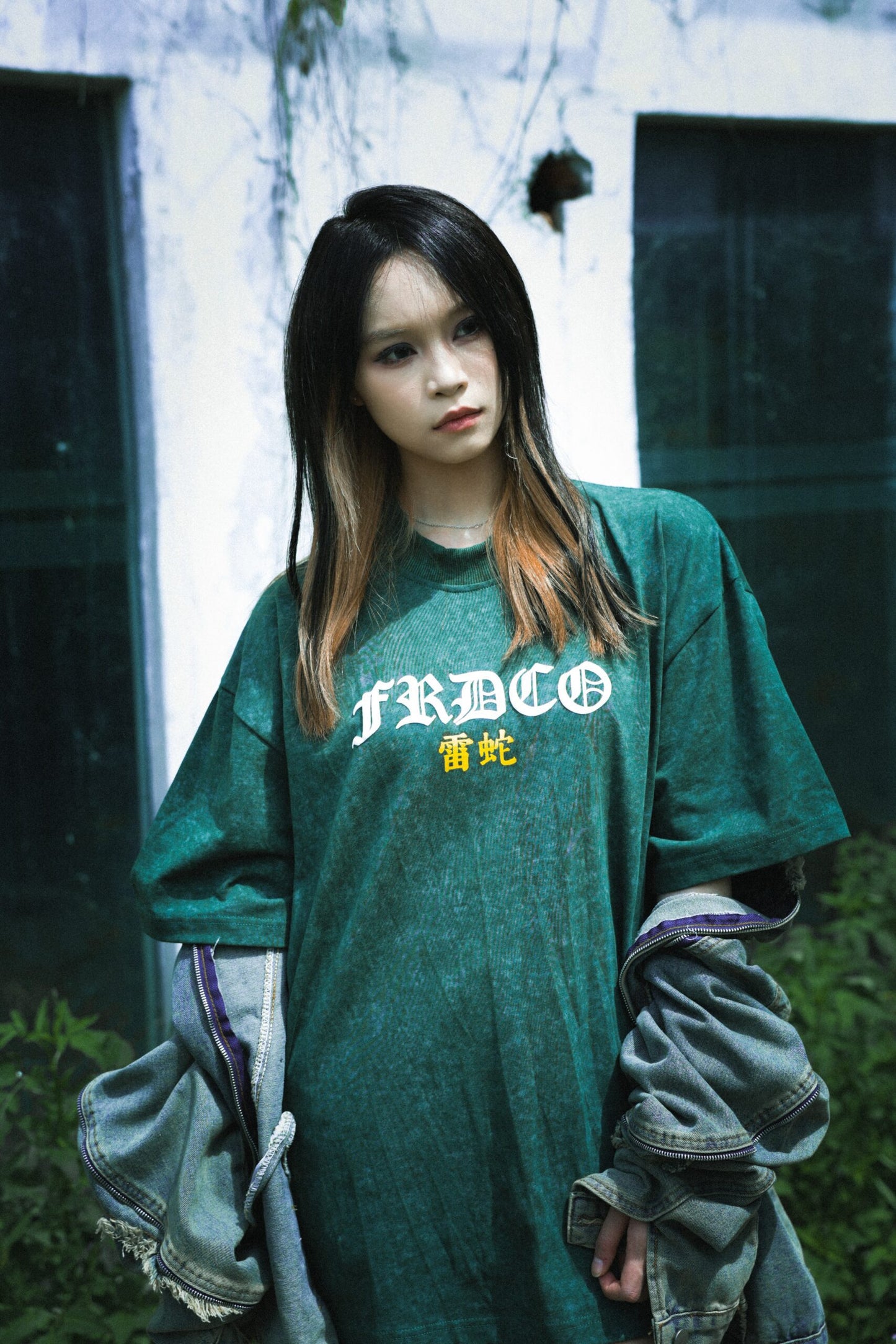 FRDCO : Razer Embossed Snake Washed Tee Army