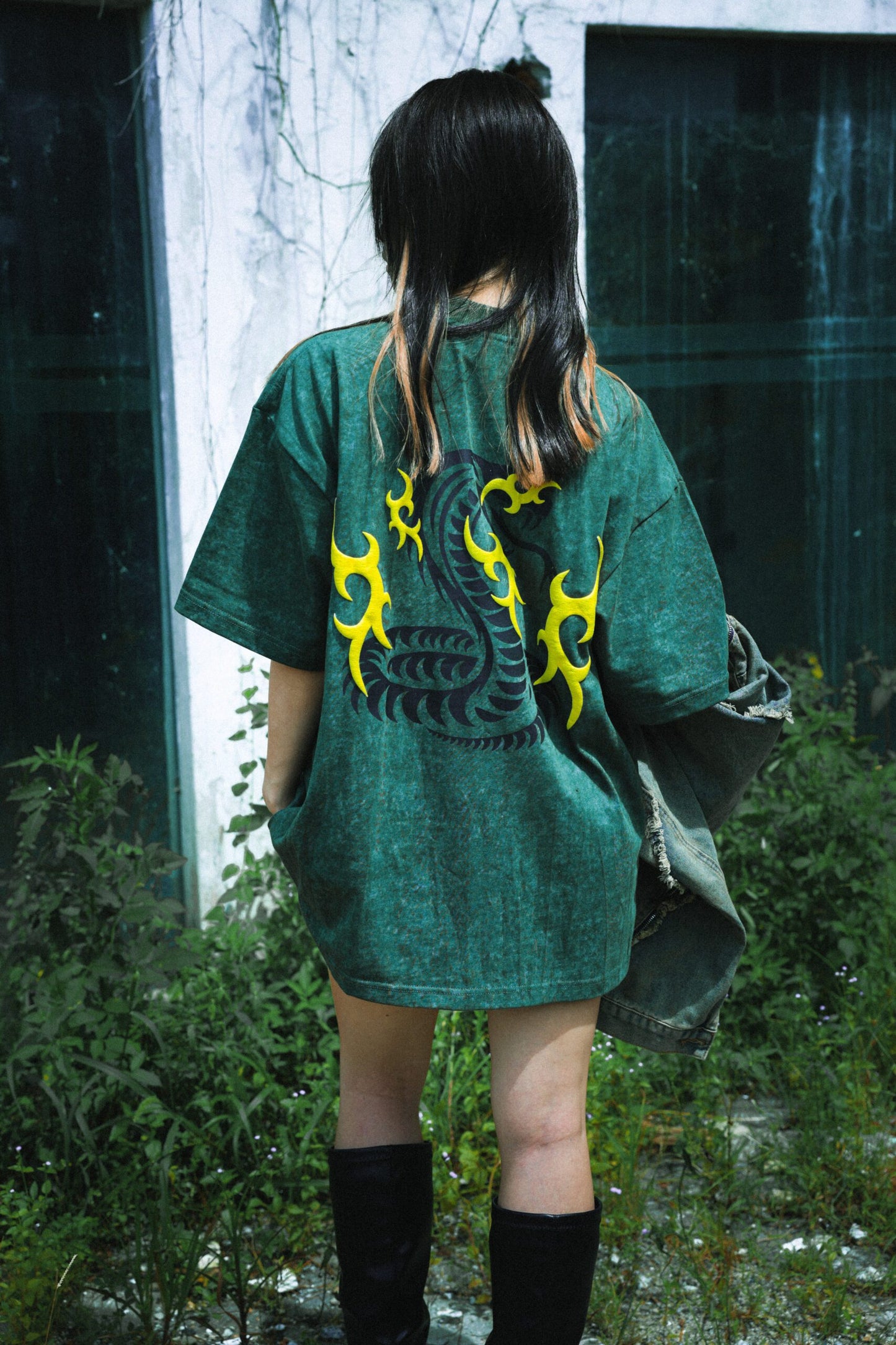 FRDCO : Razer Embossed Snake Washed Tee Army