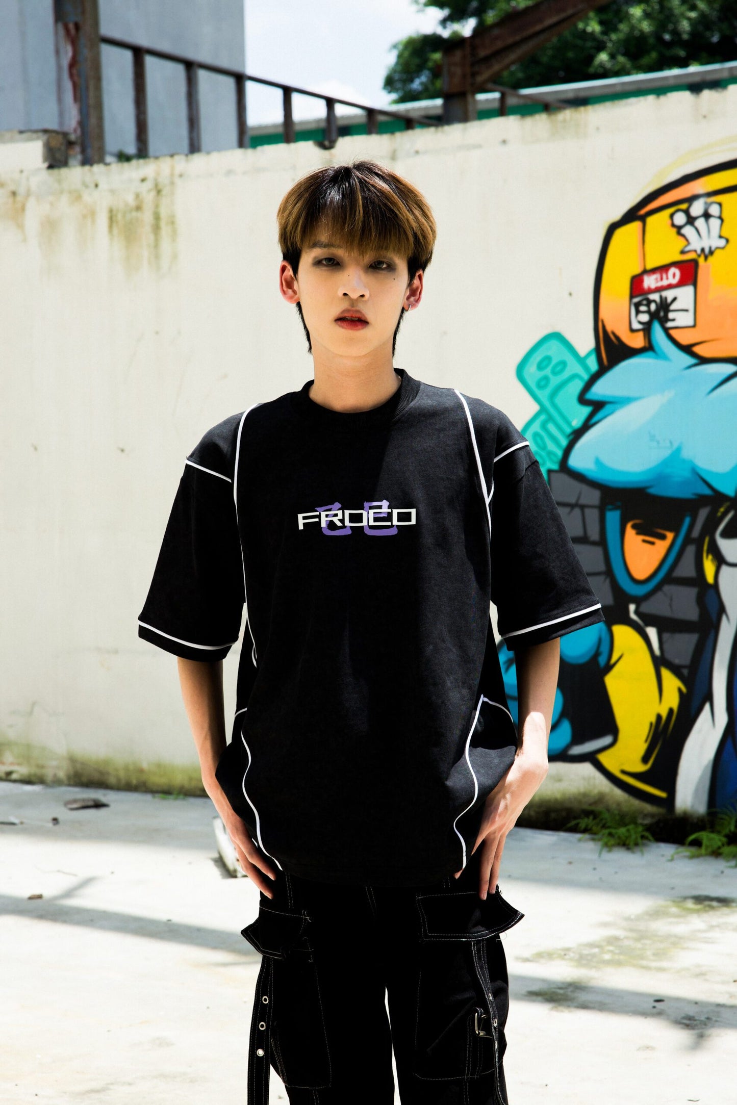 FRDCO : Stoned Snake Bone Washed Tee Black