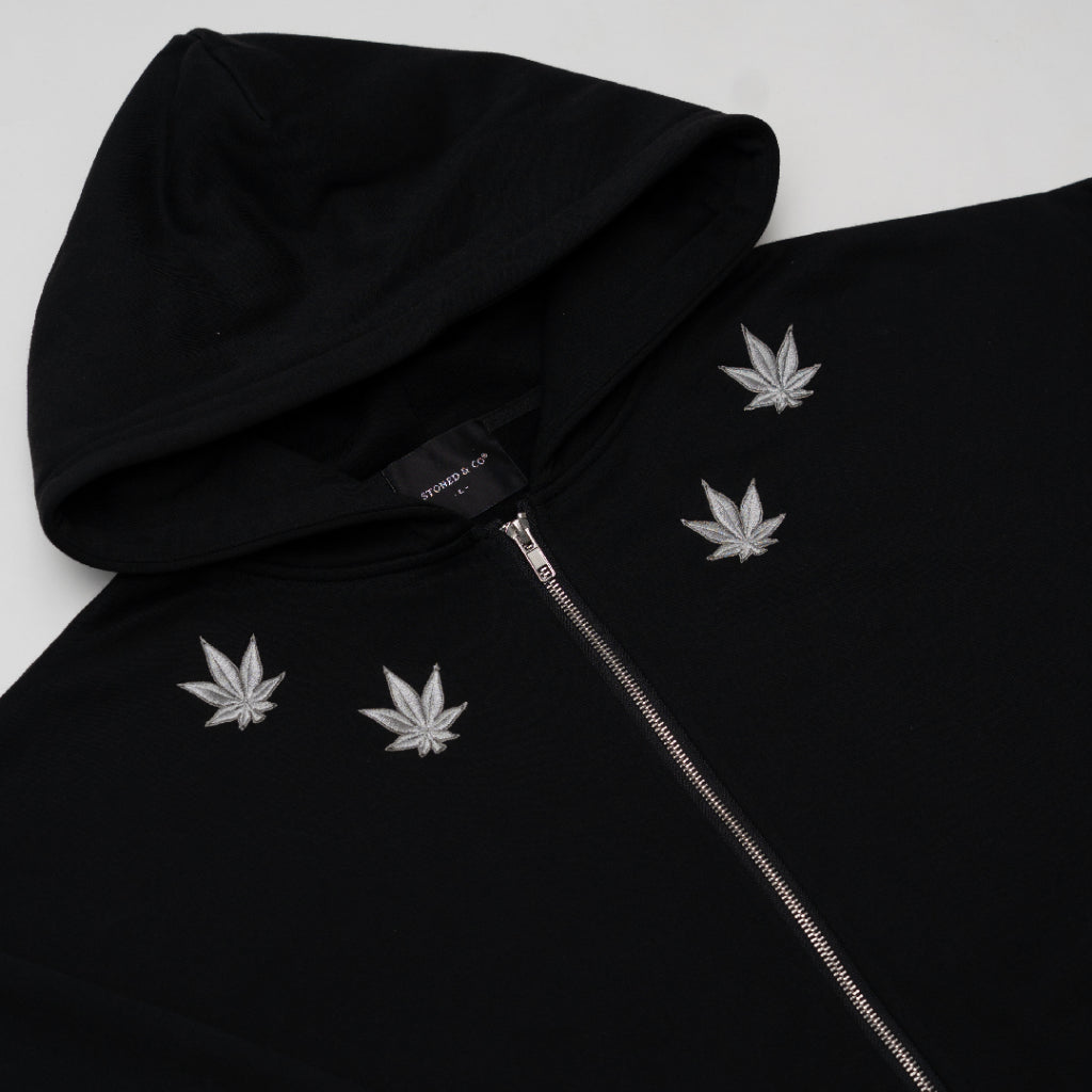Stoned&Co WBB25 : Quad Zipped Up Hoodie Black