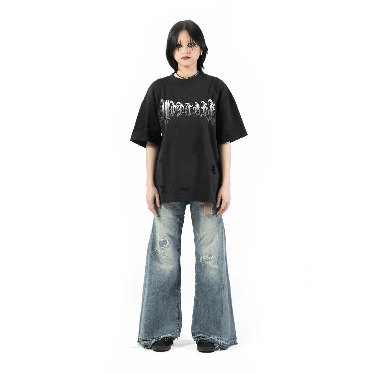 Whocares : Vintage Rock Patch Tee Black