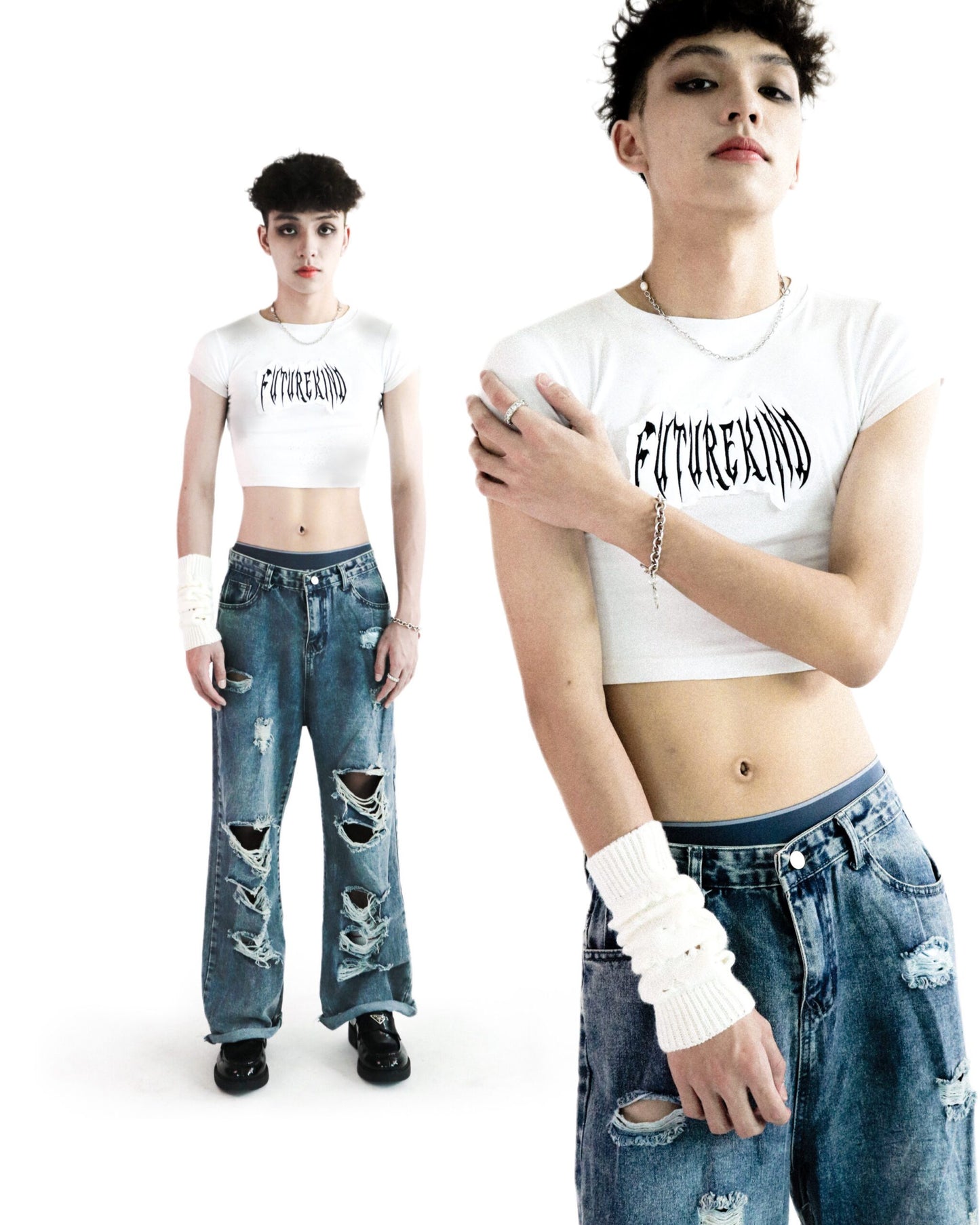 Futurekind : Sand Structure Crop Top Khaki