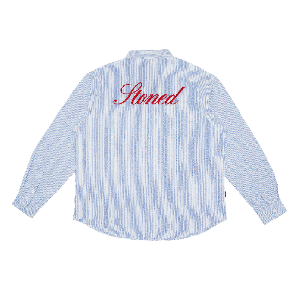 STONED BLESSED25 STRIPE L/S SHIRT BLUE
