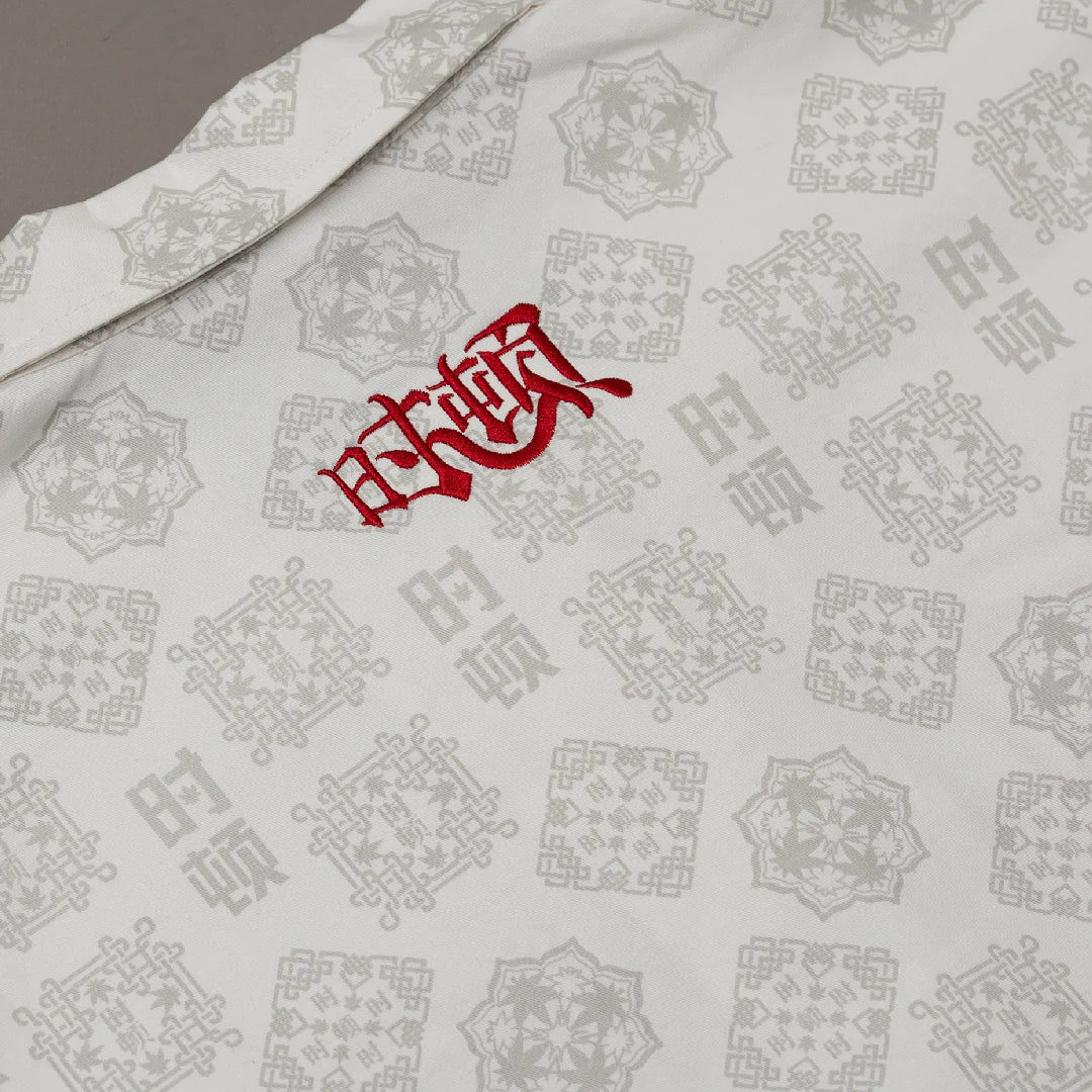 STONED GOLDEN JADE MONOGRAM TANG SUIT SHIRT