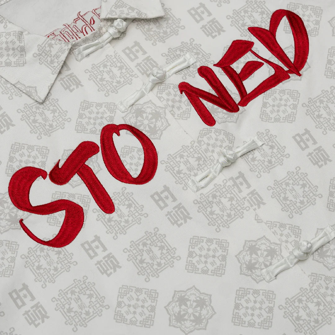 STONED GOLDEN JADE MONOGRAM TANG SUIT SHIRT
