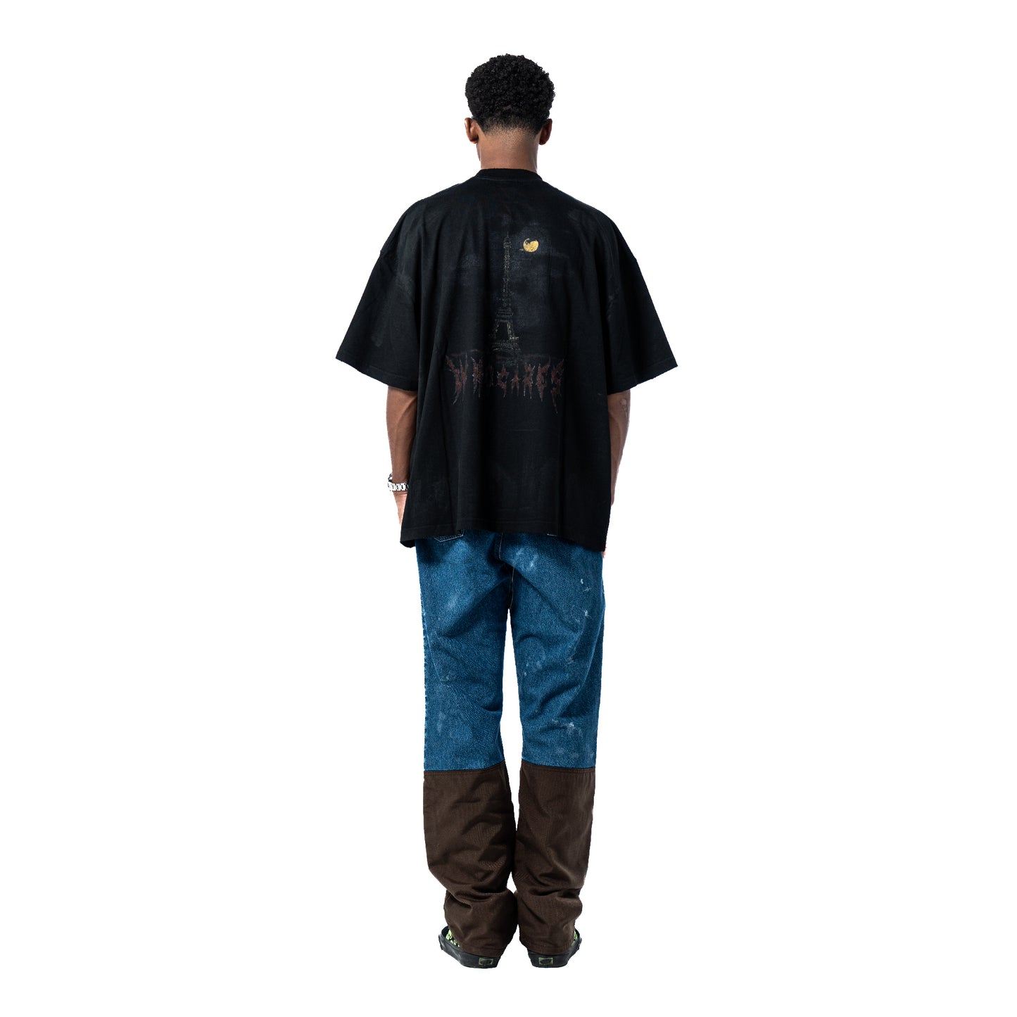 Whocares : Distressed Eiffel Tower Tee Black