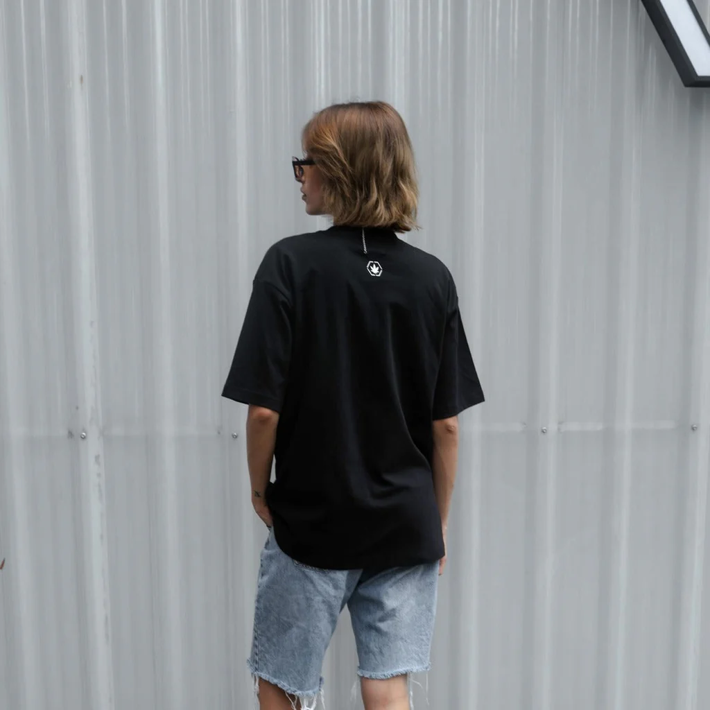 Stoned&Co Stoned Retro : Jet Black Varsity Logo Tee Black