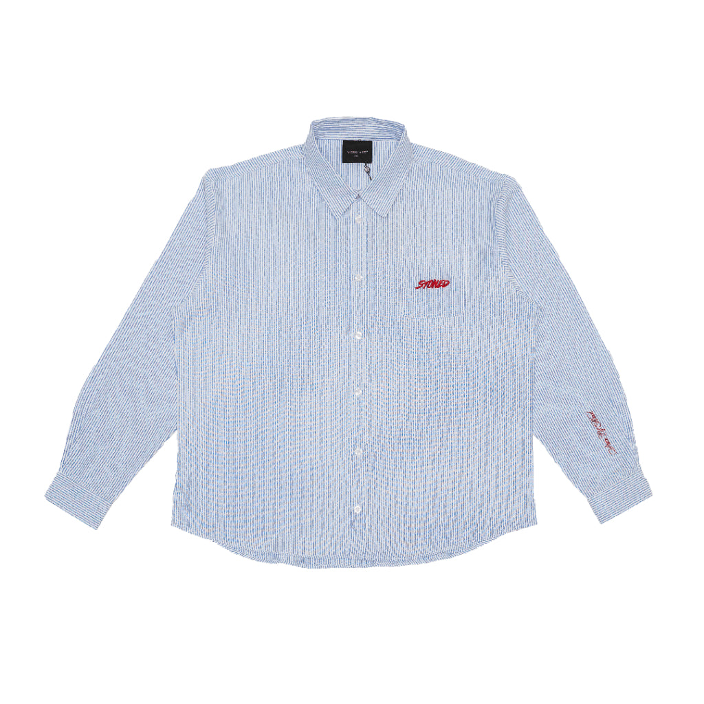 STONED BLESSED25 STRIPE L/S SHIRT BLUE