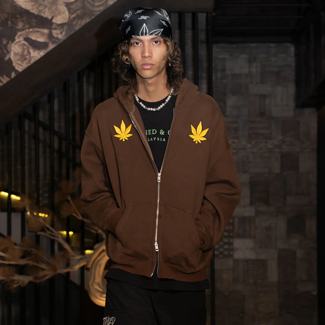 Stoned&Co Golden Jade : UIP Zip Up Hoodie Brown