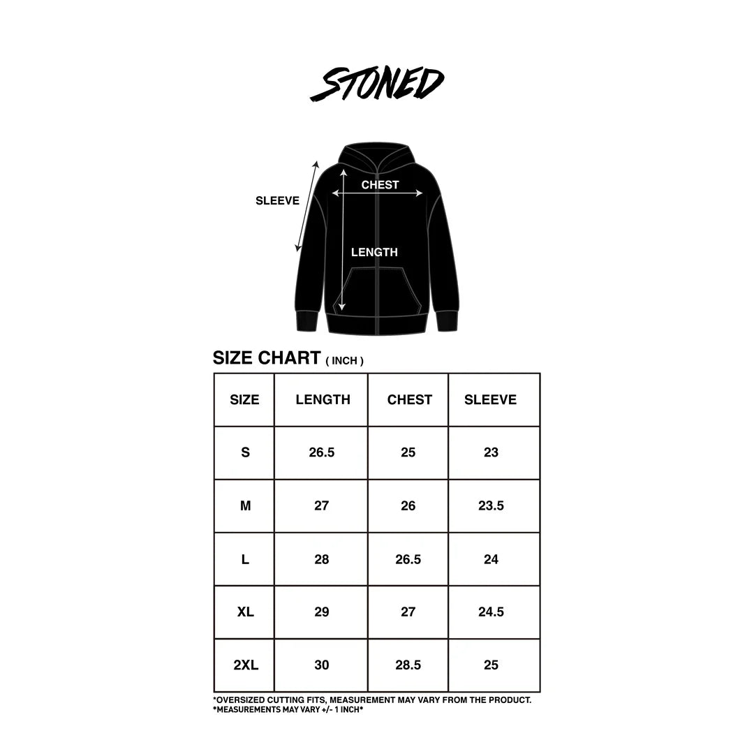 Stoned&Co WBB25 : Quad Zipped Up Hoodie Black