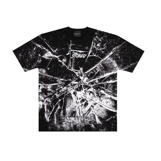 STONED BLESSED25 SHATTERED TEE BLACK