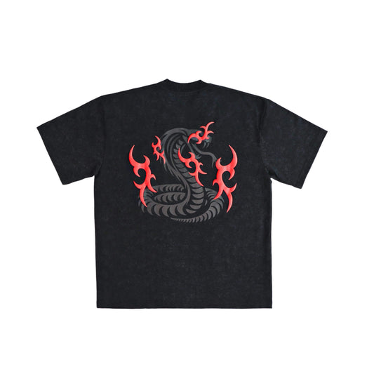 FRDCO : Razer Embossed Snake Washed Tee Black