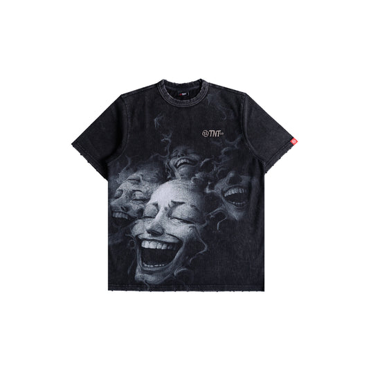 TNTCO : Stonewashed Faces Tee Black