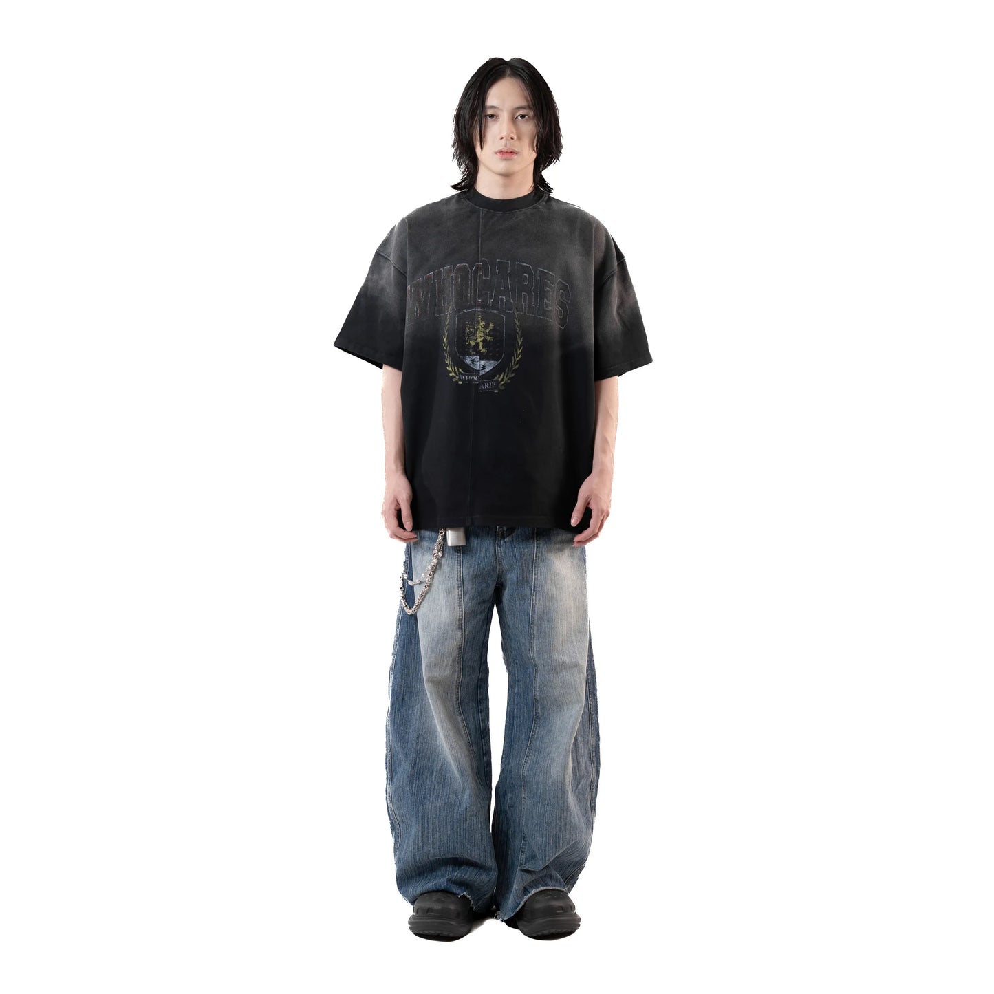 Whocares : Washed Split Emblem Tee Black