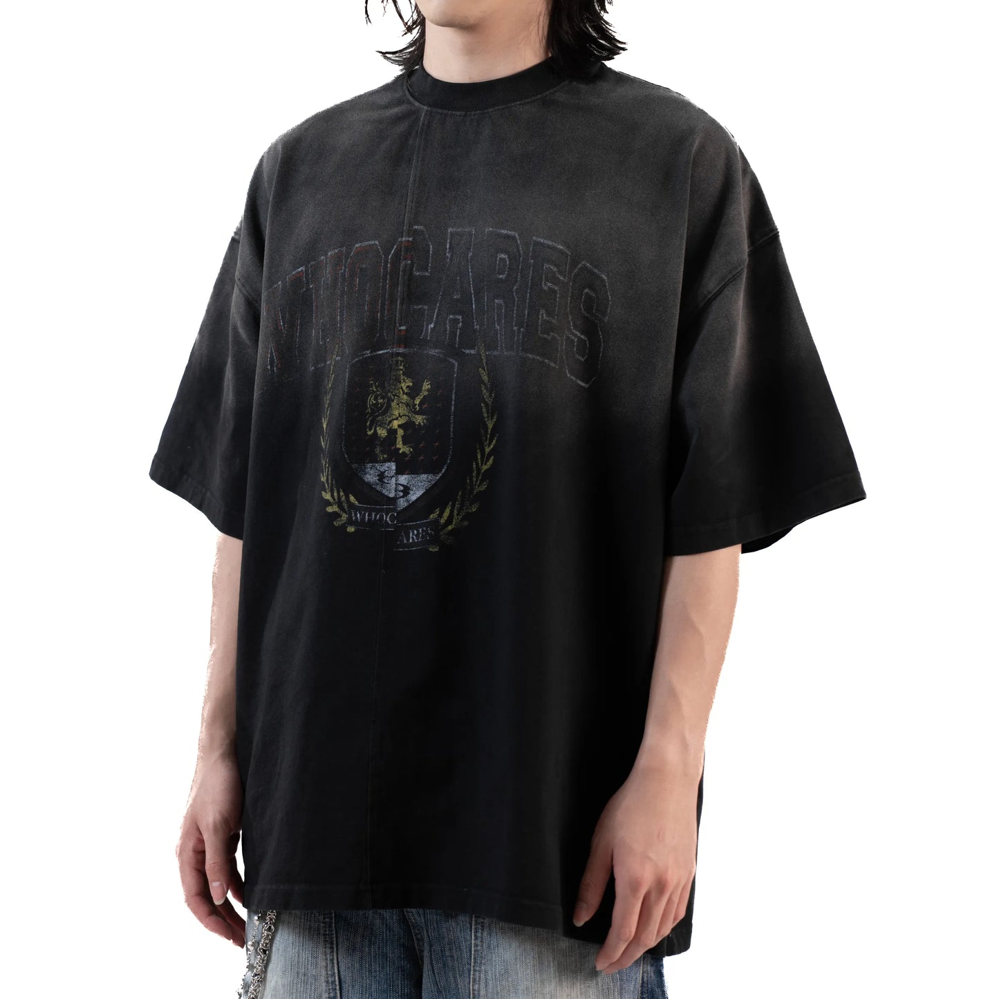 Whocares : Washed Split Emblem Tee Black
