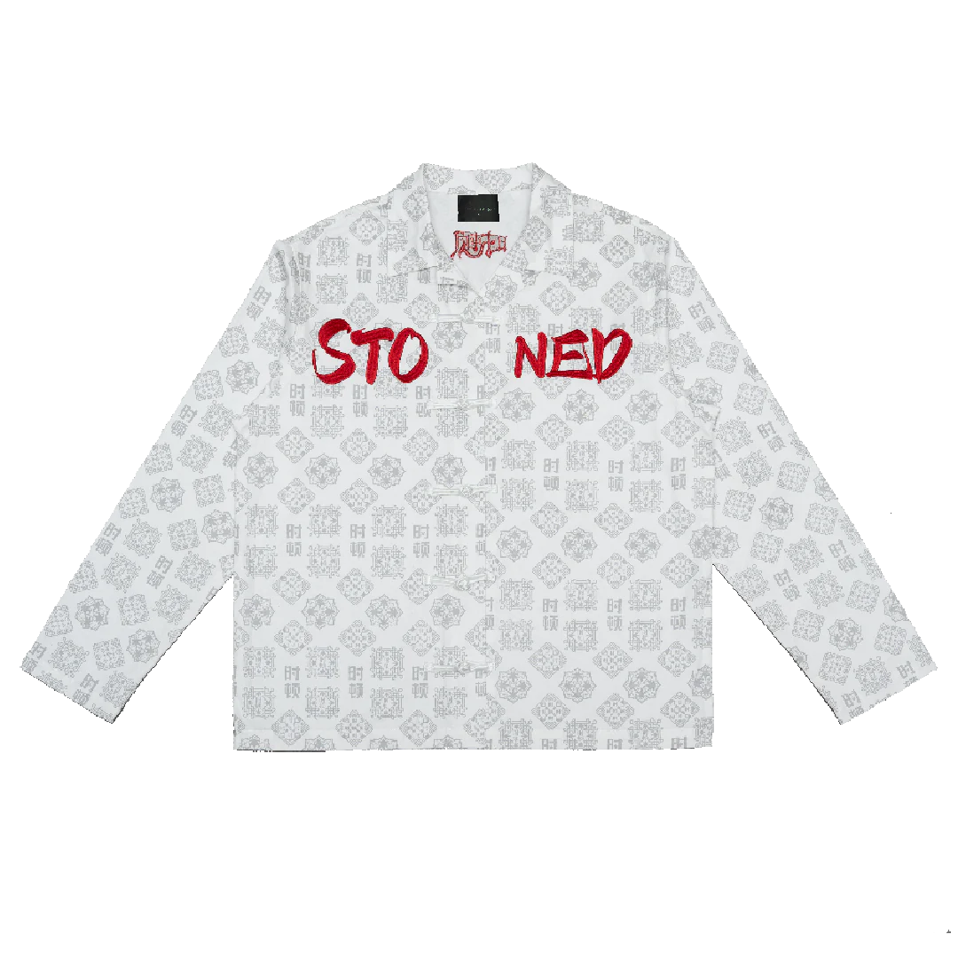 STONED GOLDEN JADE MONOGRAM TANG SUIT SHIRT