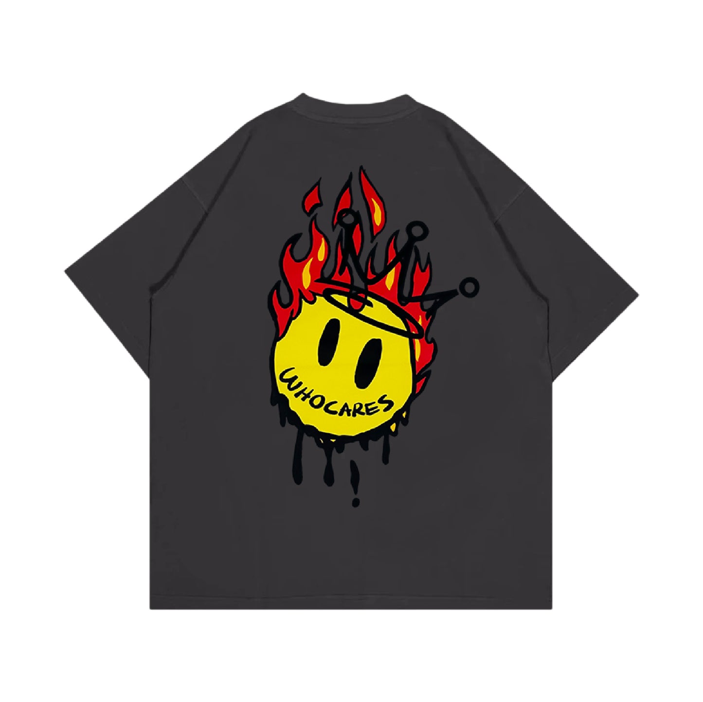 Whocares : Burning Smiley Face Tee Black
