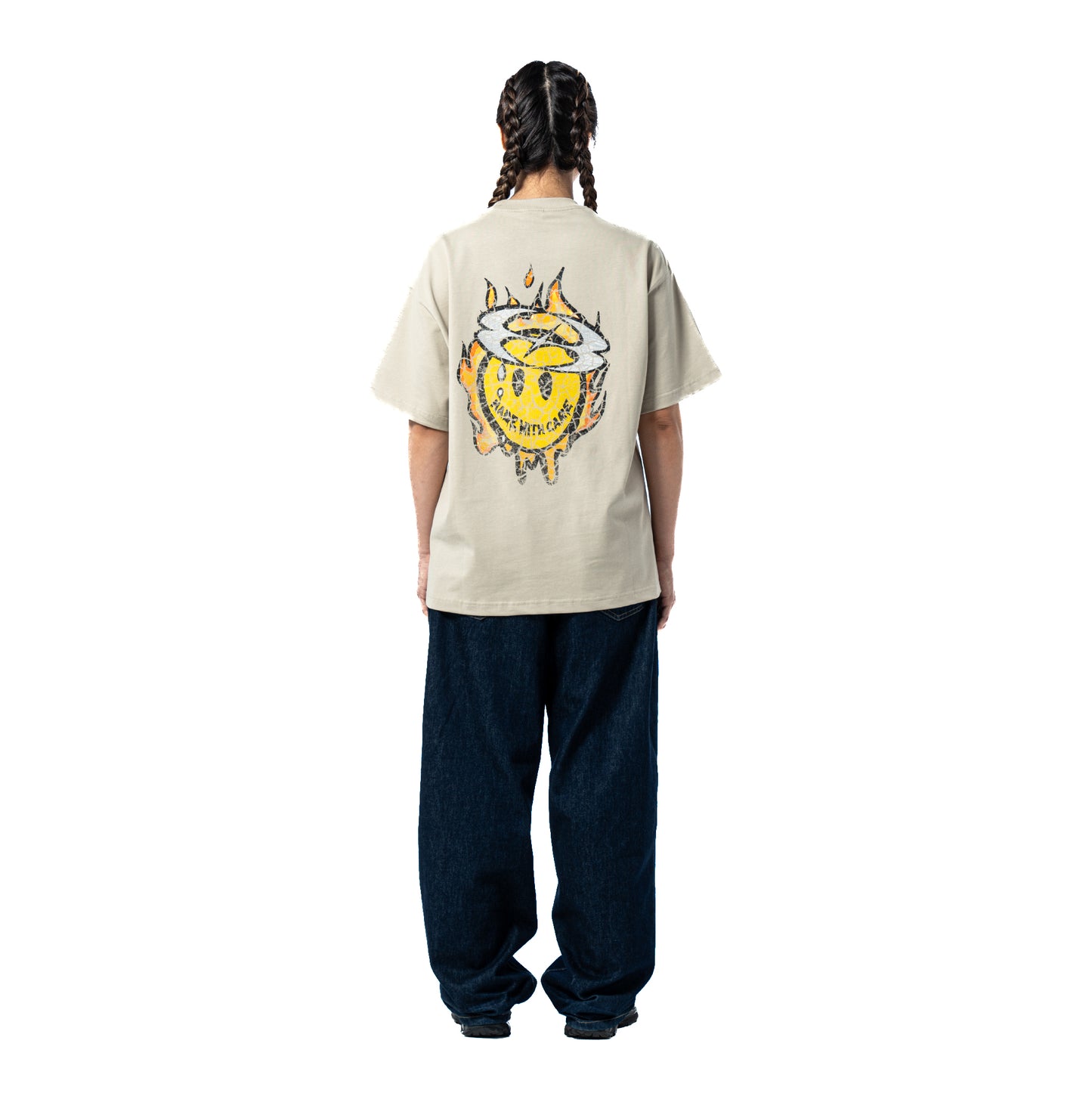 Whocares : Distressed Smiley Tee