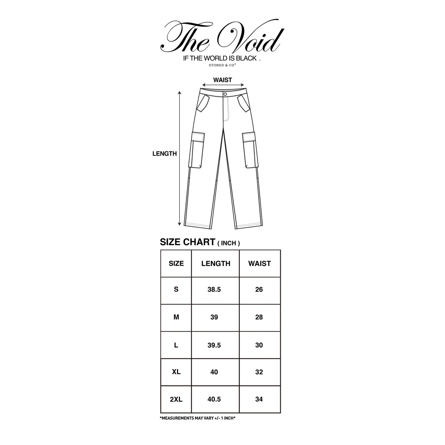 Stoned&Co Void : Wide Fit Cargo Pants Black