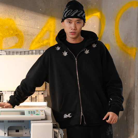 Stoned&Co WBB25 : Quad Zipped Up Hoodie Black