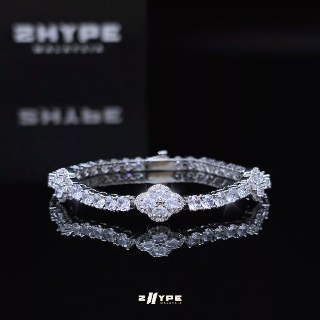 2HYPE ICED OVAL CUT FLOWER TENNIS BRACELET